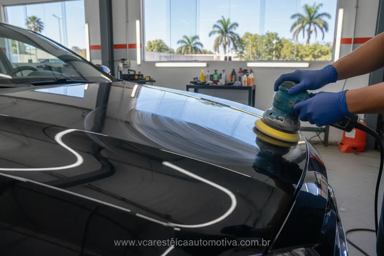 Lava Jato Perto de Mim em Palmas TO VCAR Lava Jato - Carro sendo polido para um brilho intenso.