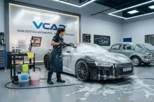 Profissional realizando lavagem detalhada no Lava Jato Perto de Mim em Palmas TO.