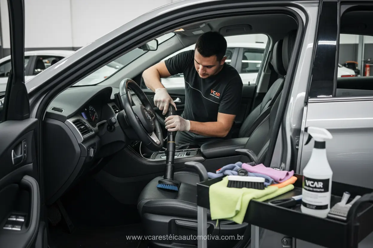 Serviços de limpeza interna de carro na VCAR Lava Lato.